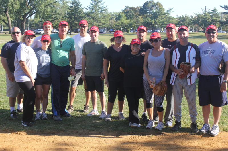 The read team in NAI James E. Hanson's first-ever company softball game in Hackensack.