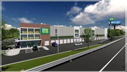 A rendering of the planned self-storage facility at 765 Route 17 in Carlstadt — Courtesy: Marcus & Millichap