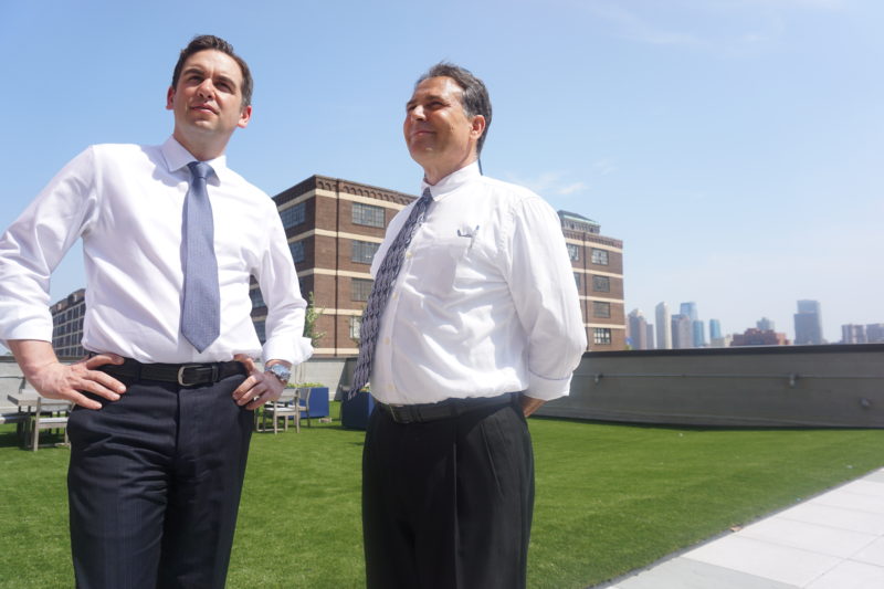 Jersey City Mayor Steven Fulop, left, joined Lou Mont of Manhattan Building Co. earlier this year on a tour of Cast Iron Lofts. — Courtesy: Manhattan Building Co.