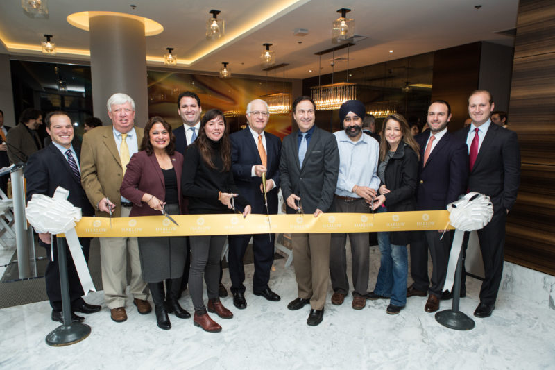 Advance Realty joined public officials on Wednesday to cut the ribbon on Harlow, the firm's new luxury rental building in Hoboken. — Courtesy: Beckerman
