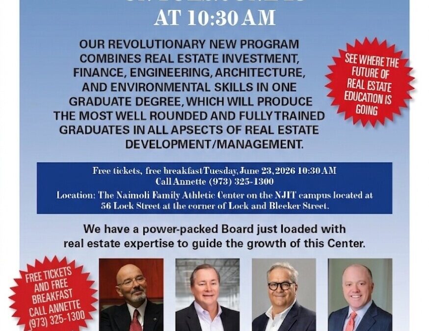NJIT’s Profeta Real Estate Center launching June 23, seeking to reshape real estate education